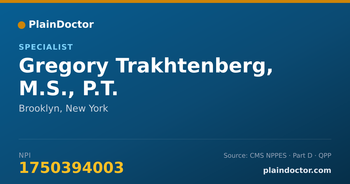 Shareable card for Gregory Trakhtenberg, M.S., P.T. - Specialist, Brooklyn, NY