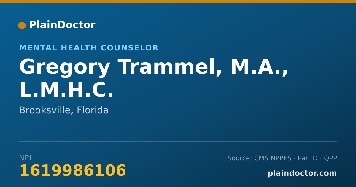 Shareable card for Gregory Trammel, M.A., L.M.H.C. - Mental Health Counselor, Brooksville, FL