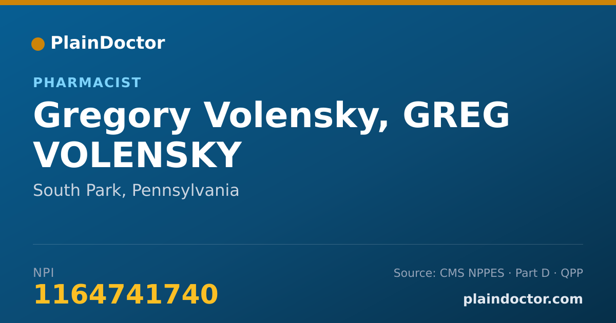 Shareable card for Gregory Volensky, GREG VOLENSKY - Pharmacist, South Park, PA