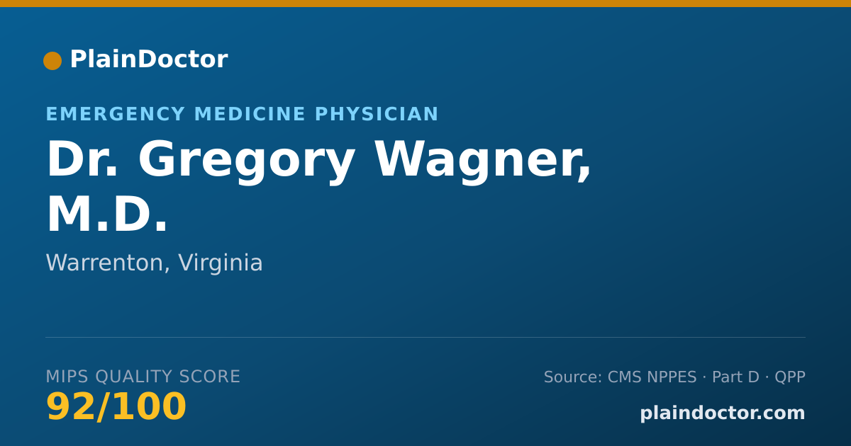 Shareable card for Gregory Wagner, M.D. - Emergency Medicine Physician, Warrenton, VA