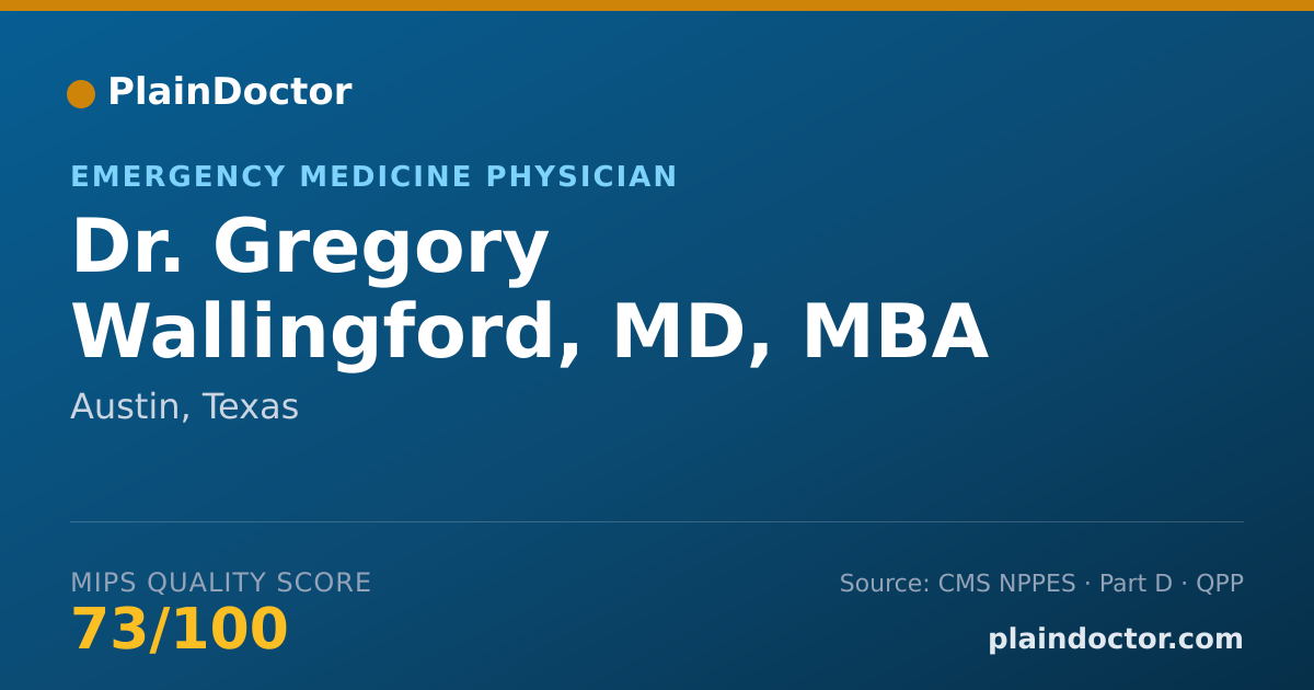 Shareable card for Gregory Wallingford, MD, MBA - Emergency Medicine Physician, Austin, TX