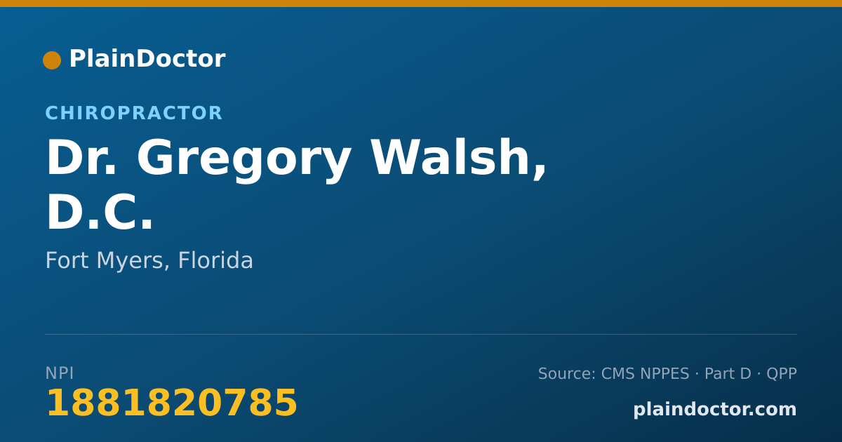 Shareable card for Gregory Walsh, D.C. - Chiropractor, Fort Myers, FL