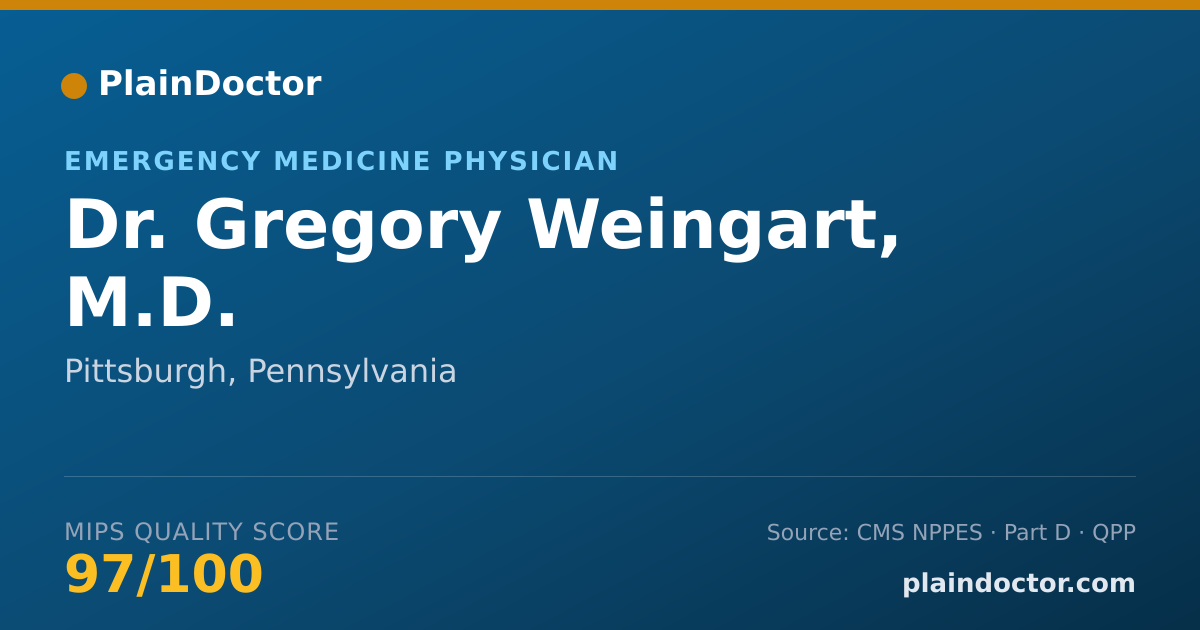 Shareable card for Gregory Weingart, M.D. - Emergency Medicine Physician, Pittsburgh, PA