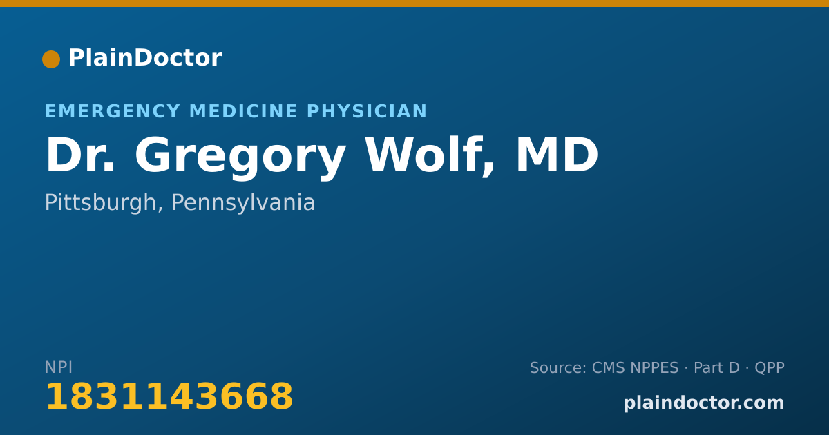 Shareable card for Gregory Wolf, MD - Emergency Medicine Physician, Pittsburgh, PA