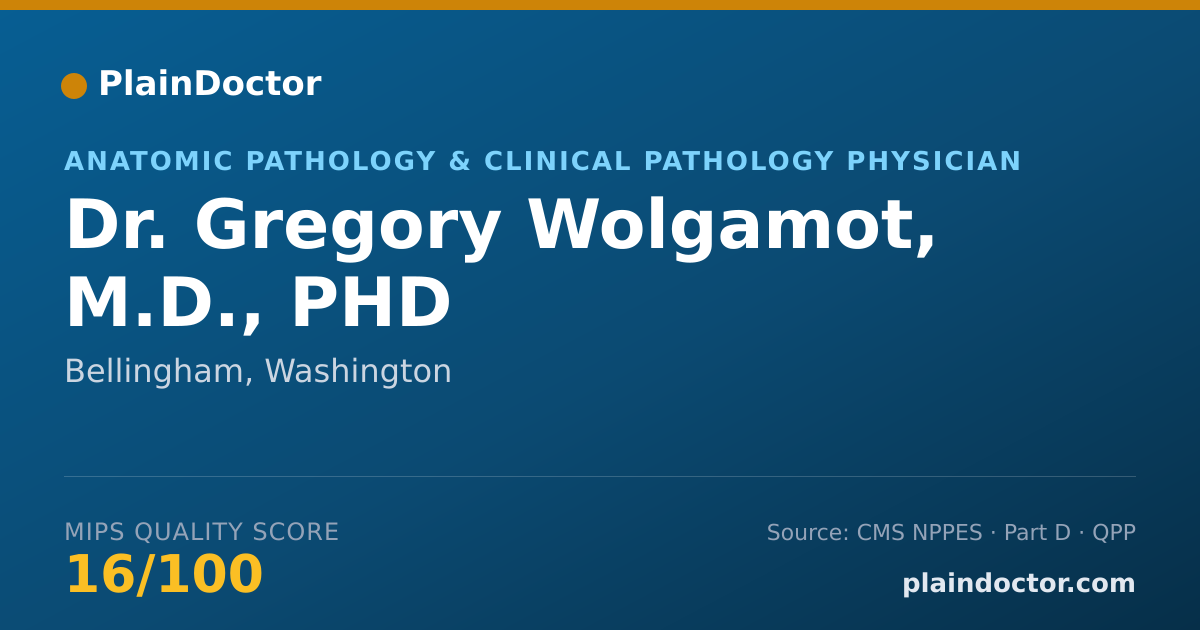 Shareable card for Gregory Wolgamot, M.D., PHD - Anatomic Pathology & Clinical Pathology Physician, Bellingham, WA