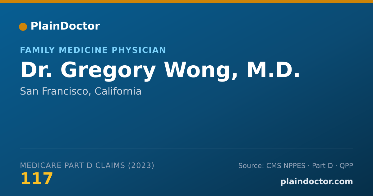 Shareable card for Gregory Wong, M.D. - Family Medicine Physician, San Francisco, CA