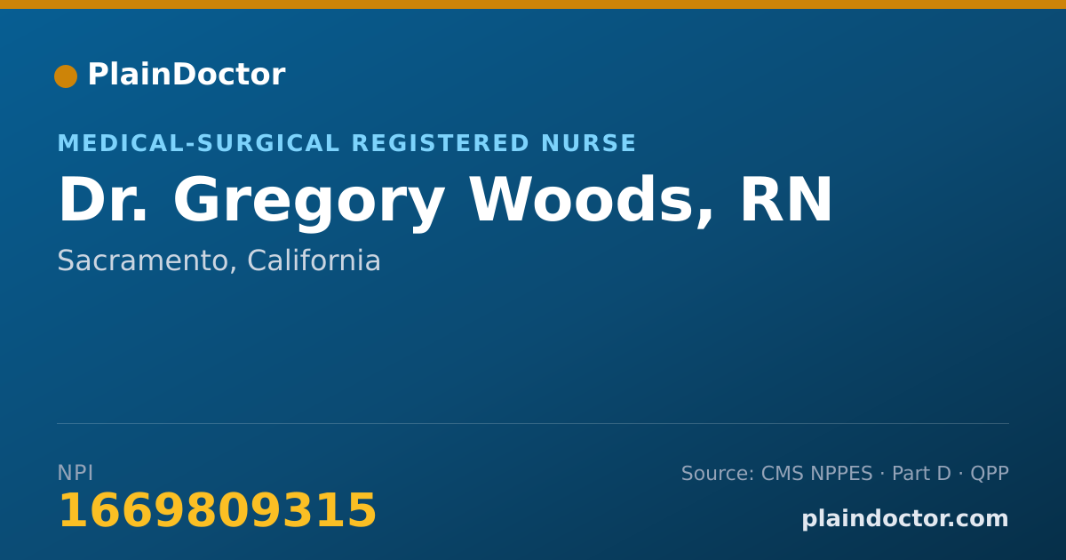 Shareable card for Gregory Woods, RN - Medical-Surgical Registered Nurse, Sacramento, CA