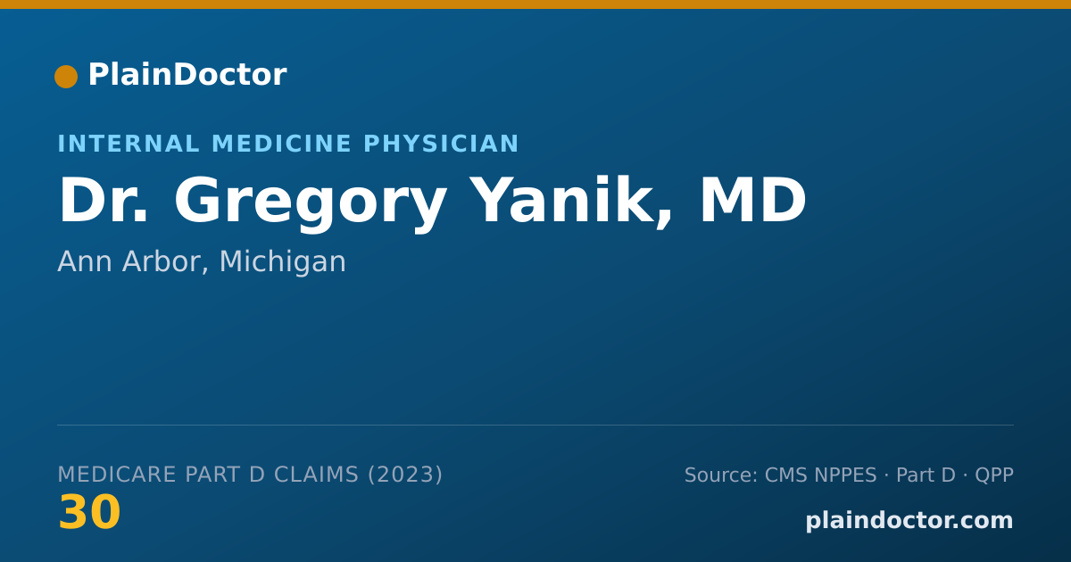 Shareable card for Gregory Yanik, MD - Internal Medicine Physician, Ann Arbor, MI