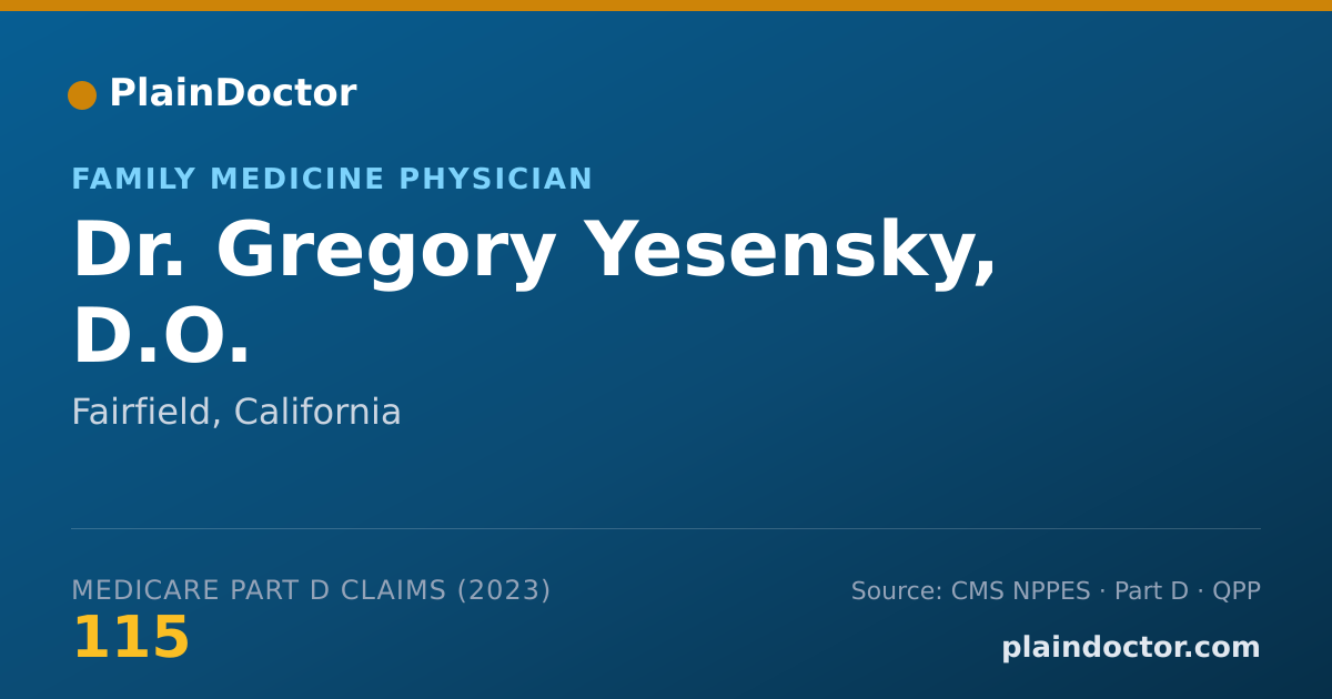 Shareable card for Gregory Yesensky, D.O. - Family Medicine Physician, Fairfield, CA