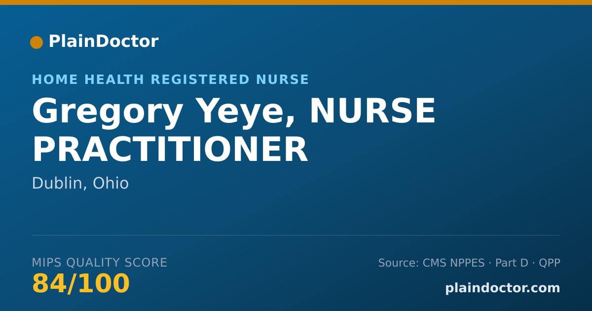 Shareable card for Gregory Yeye, NURSE PRACTITIONER - Home Health Registered Nurse, Dublin, OH