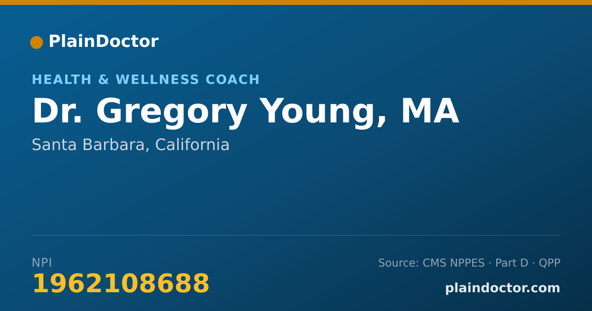 Shareable card for Gregory Young, MA - Health & Wellness Coach, Santa Barbara, CA