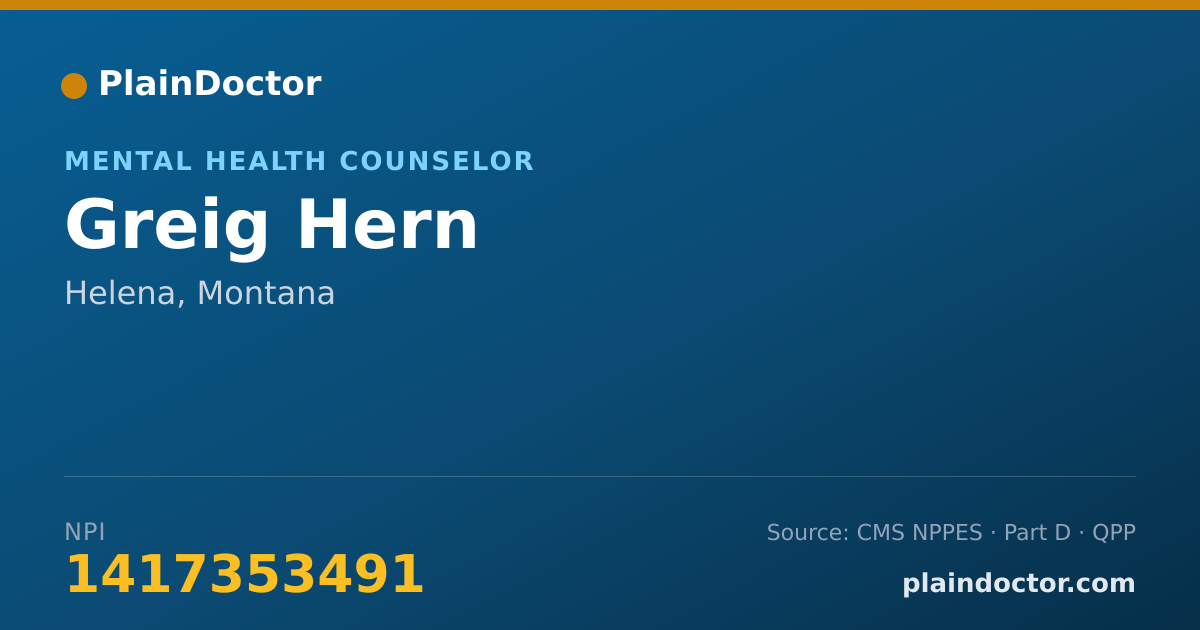 Shareable card for Greig Hern - Mental Health Counselor, Helena, MT