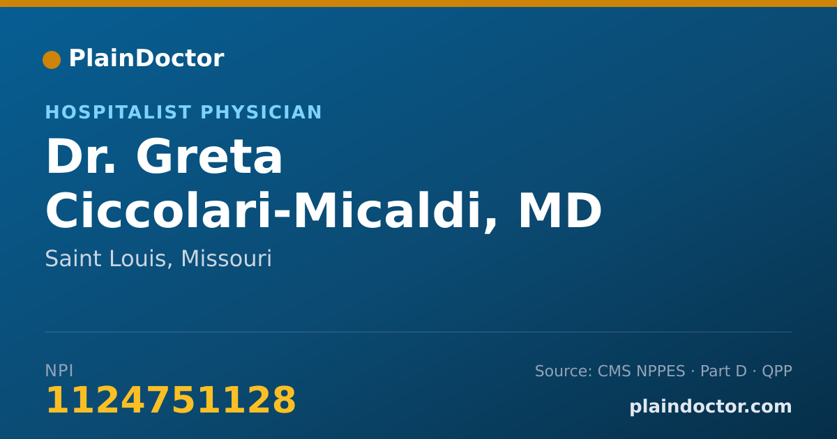 Shareable card for Greta Ciccolari-Micaldi, MD - Hospitalist Physician, Saint Louis, MO