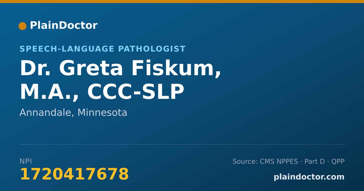 Shareable card for Greta Fiskum, M.A., CCC-SLP - Speech-Language Pathologist, Annandale, MN