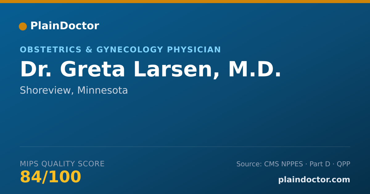 Shareable card for Greta Larsen, M.D. - Obstetrics & Gynecology Physician, Shoreview, MN
