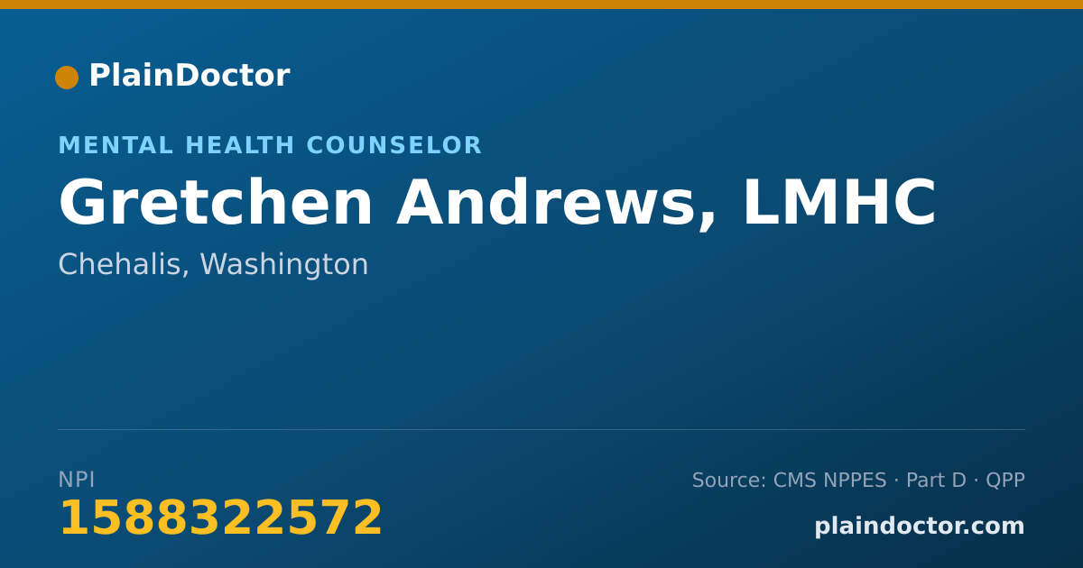 Shareable card for Gretchen Andrews, LMHC - Mental Health Counselor, Chehalis, WA