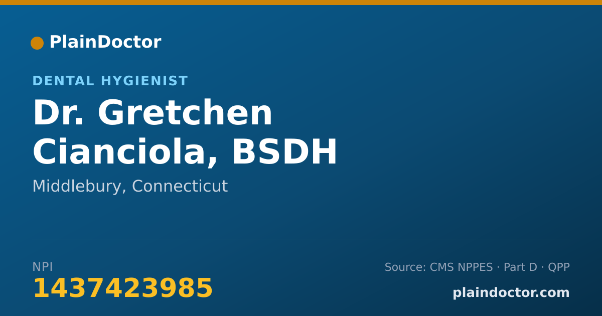 Shareable card for Gretchen Cianciola, BSDH - Dental Hygienist, Middlebury, CT