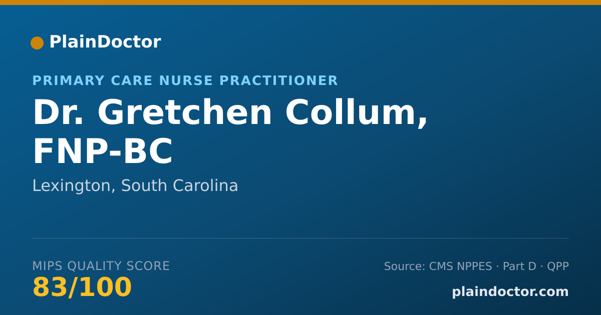 Shareable card for Gretchen Collum, FNP-BC - Primary Care Nurse Practitioner, Lexington, SC