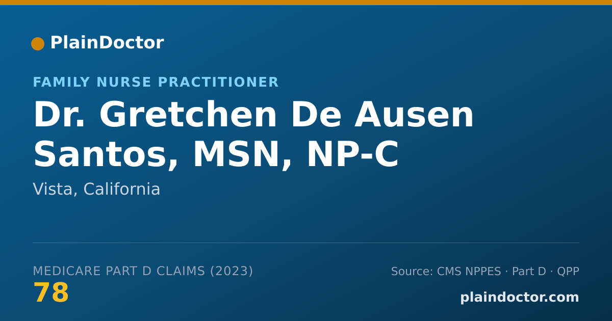 Shareable card for Gretchen De Ausen Santos, MSN, NP-C - Family Nurse Practitioner, Vista, CA