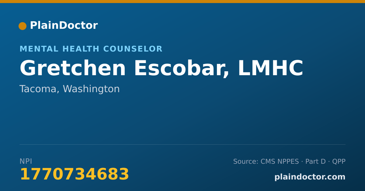 Shareable card for Gretchen Escobar, LMHC - Mental Health Counselor, Tacoma, WA