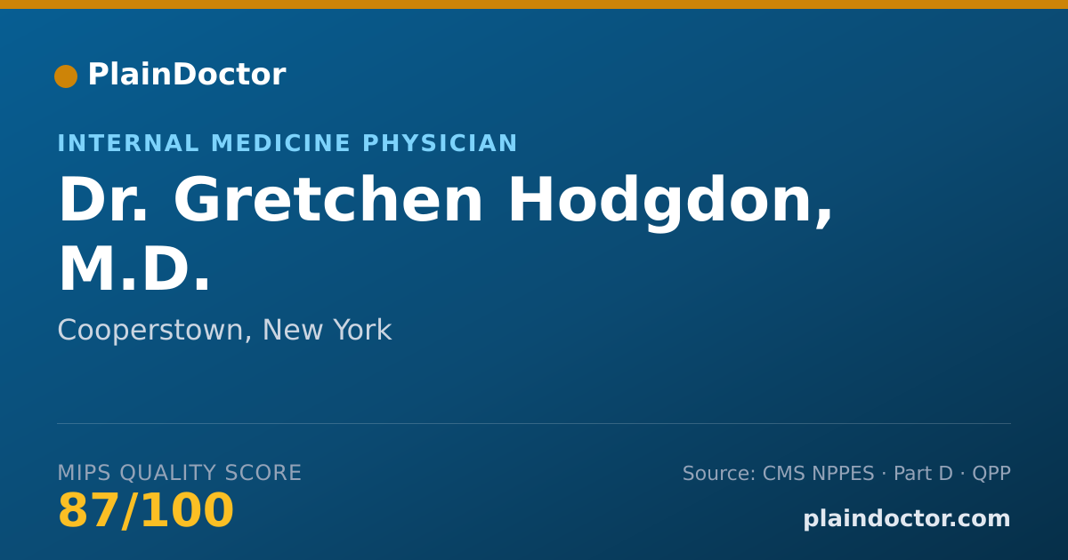 Shareable card for Gretchen Hodgdon, M.D. - Internal Medicine Physician, Cooperstown, NY