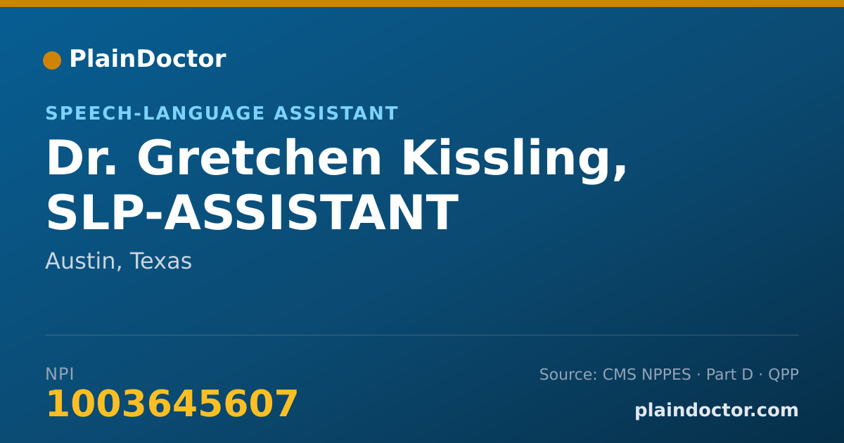 Shareable card for Gretchen Kissling, SLP-ASSISTANT - Speech-Language Assistant, Austin, TX