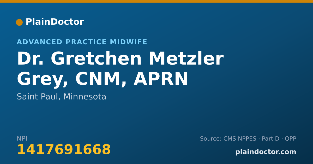 Shareable card for Gretchen Metzler Grey, CNM, APRN - Advanced Practice Midwife, Saint Paul, MN