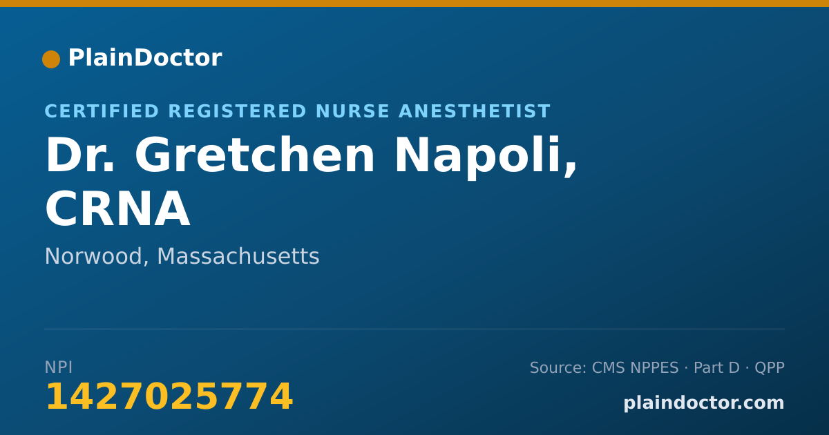 Shareable card for Gretchen Napoli, CRNA - Certified Registered Nurse Anesthetist, Norwood, MA
