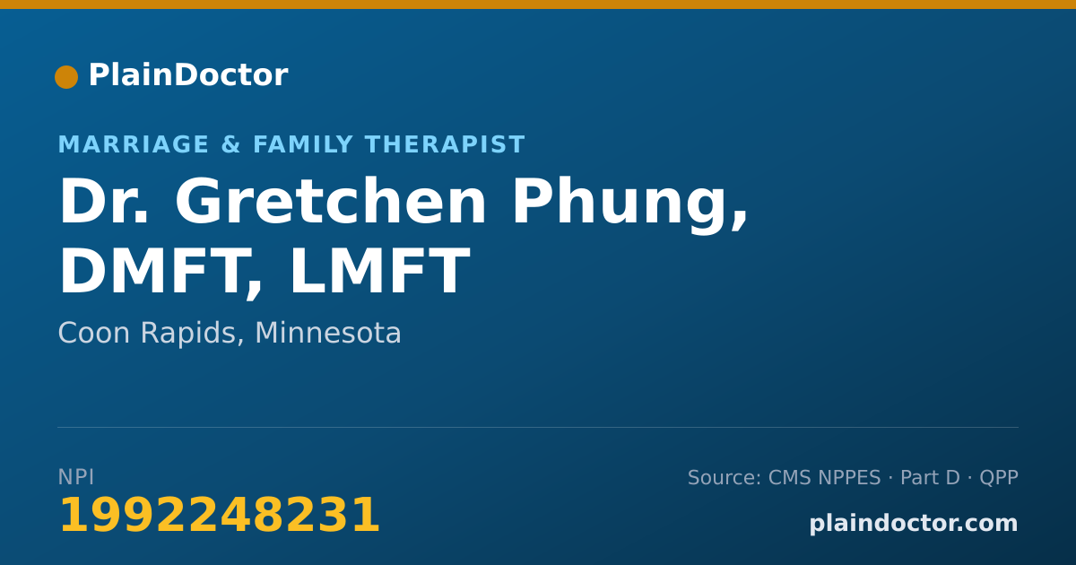 Shareable card for Gretchen Phung, DMFT, LMFT - Marriage & Family Therapist, Coon Rapids, MN