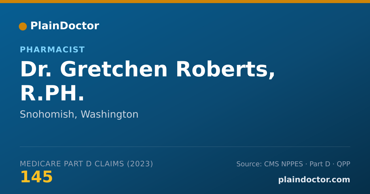Shareable card for Gretchen Roberts, R.PH. - Pharmacist, Snohomish, WA