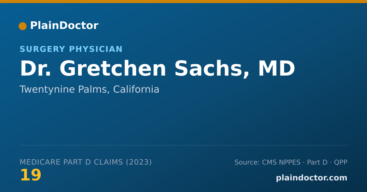 Shareable card for Gretchen Sachs, MD - Surgery Physician, Twentynine Palms, CA
