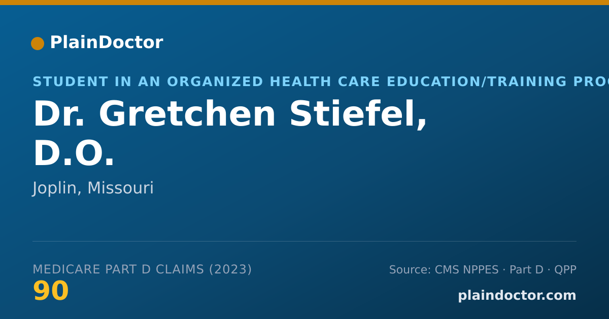 Shareable card for Gretchen Stiefel, D.O. - Student in an Organized Health Care Education/Training Program, Joplin, MO
