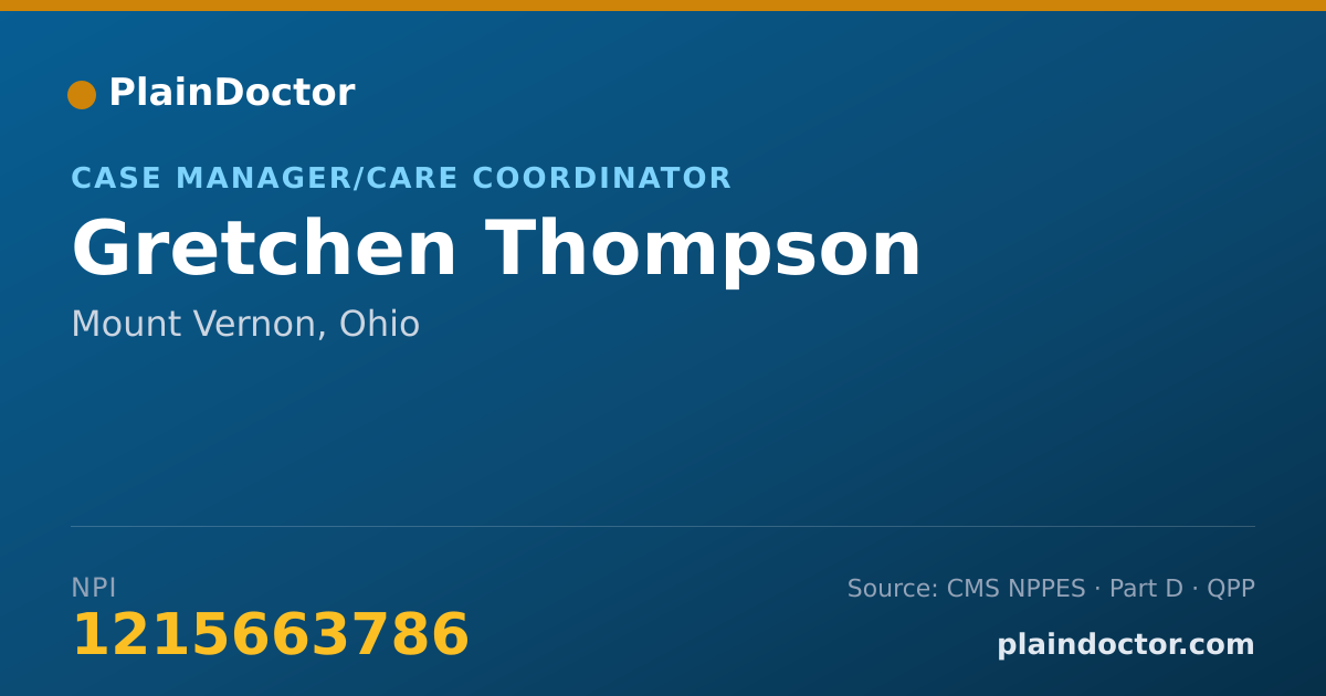 Shareable card for Gretchen Thompson - Case Manager/Care Coordinator, Mount Vernon, OH
