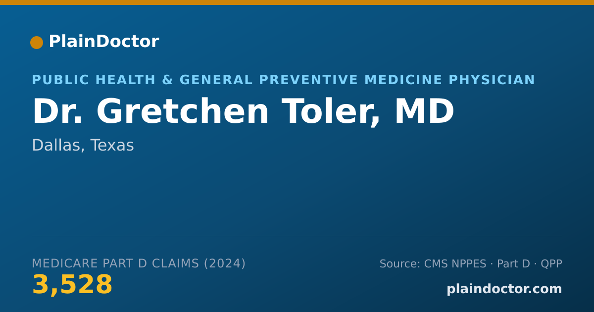 Shareable card for Gretchen Toler, MD - Public Health & General Preventive Medicine Physician, Dallas, TX