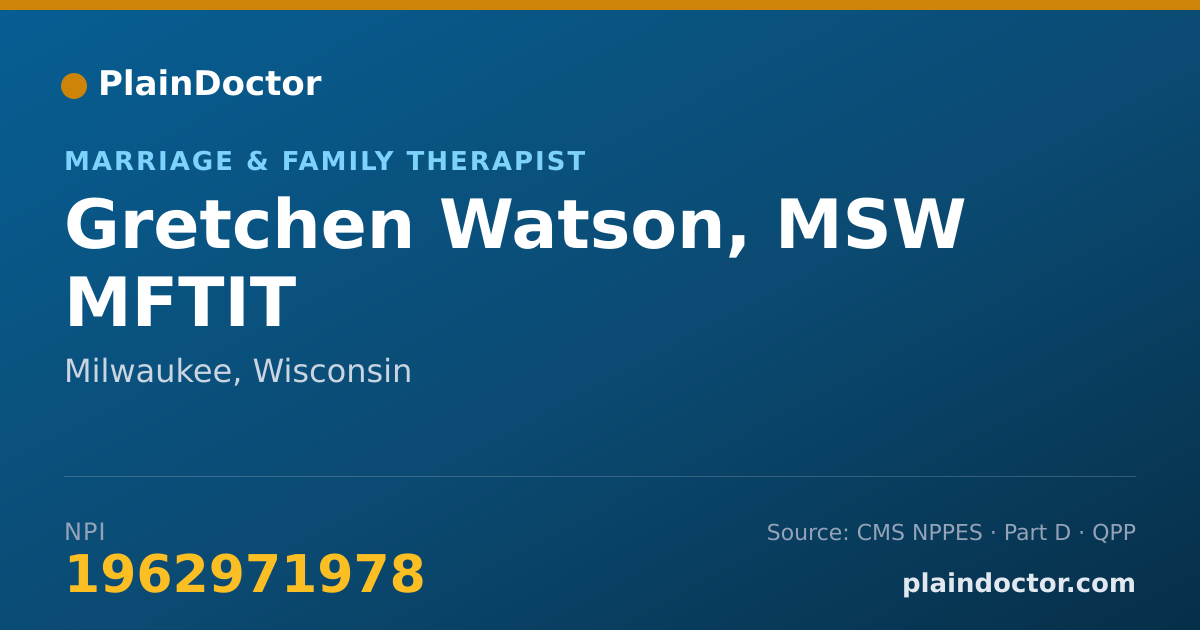 Shareable card for Gretchen Watson, MSW MFTIT - Marriage & Family Therapist, Milwaukee, WI