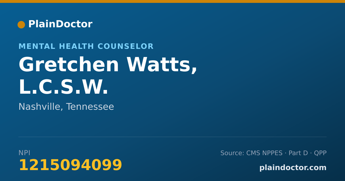 Shareable card for Gretchen Watts, L.C.S.W. - Mental Health Counselor, Nashville, TN