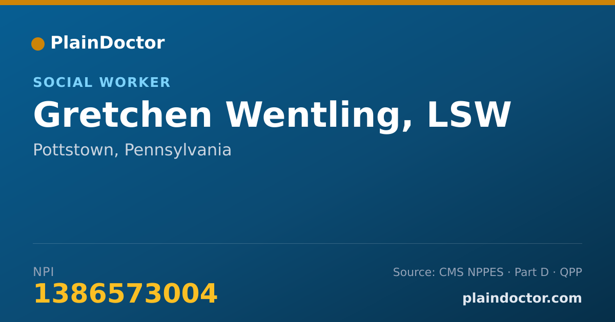 Shareable card for Gretchen Wentling, LSW - Social Worker, Pottstown, PA