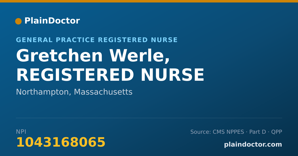 Shareable card for Gretchen Werle, REGISTERED NURSE - Adult Psychiatric/Mental Health Registered Nurse, Northampton, MA