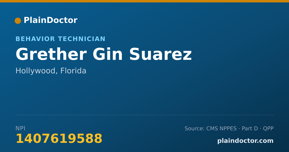 Shareable card for Grether Gin Suarez - Behavior Technician, Hollywood, FL