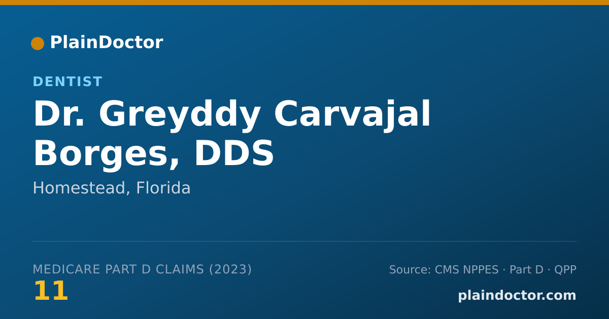 Shareable card for Greyddy Carvajal Borges, DDS - Dentist, Homestead, FL