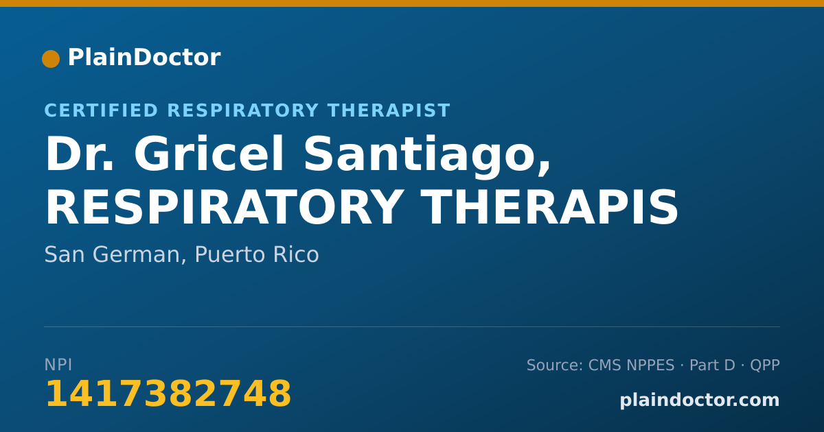 Shareable card for Gricel Santiago, RESPIRATORY THERAPIS - Certified Respiratory Therapist, San German, PR