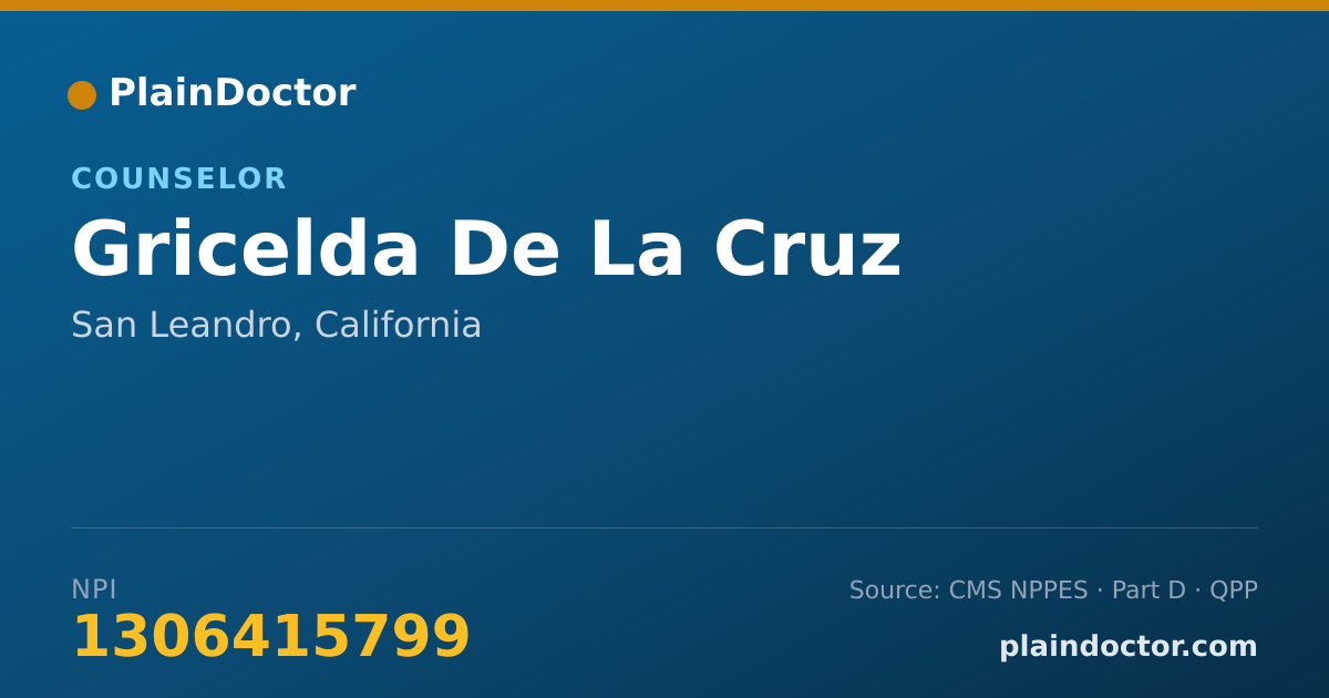 Shareable card for Gricelda De La Cruz - Counselor, San Leandro, CA