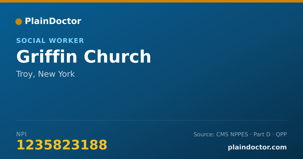 Shareable card for Griffin Church - Social Worker, Troy, NY