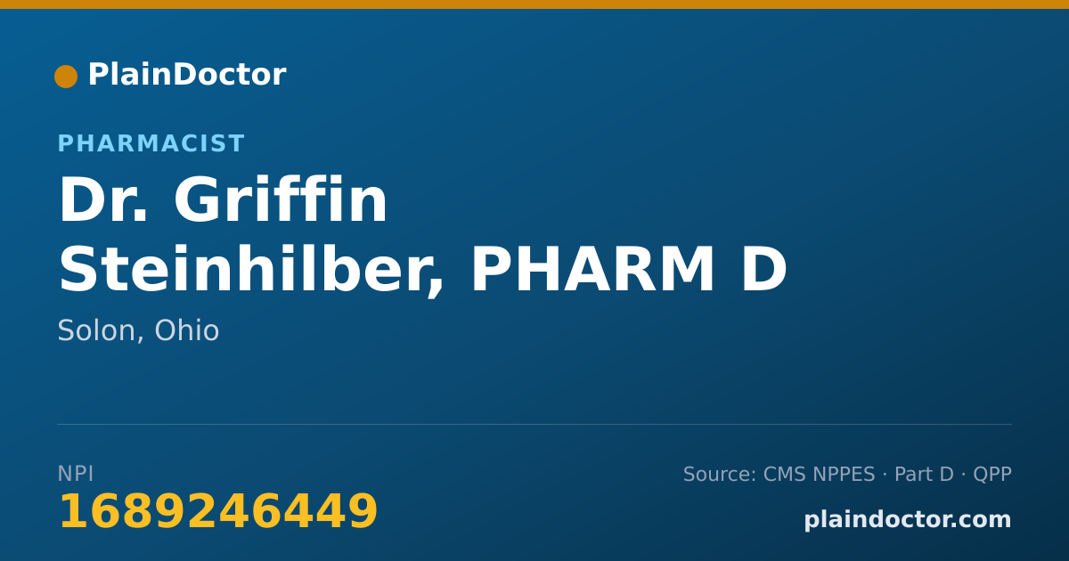 Shareable card for Griffin Steinhilber, PHARM D - Pharmacist, Solon, OH