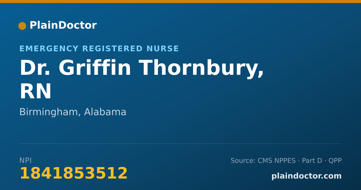 Shareable card for Griffin Thornbury, RN - Emergency Registered Nurse, Birmingham, AL