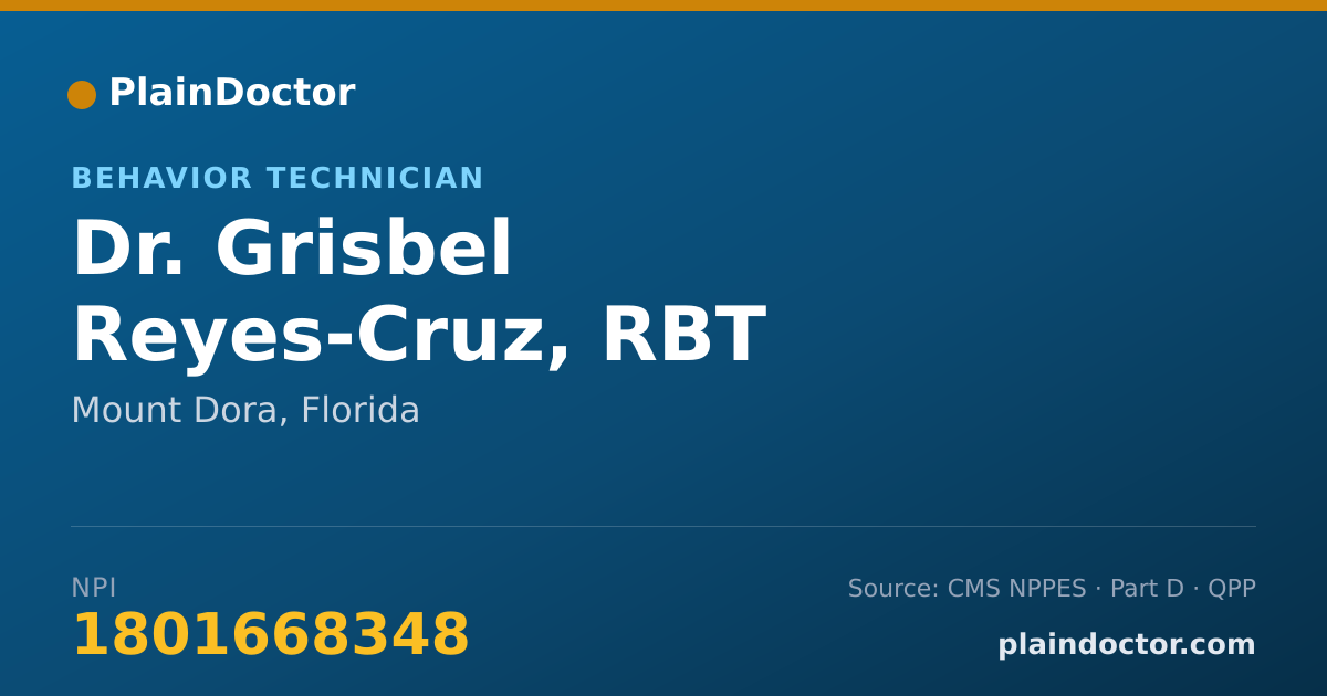 Shareable card for Grisbel Reyes-Cruz, RBT - Behavior Technician, Mount Dora, FL