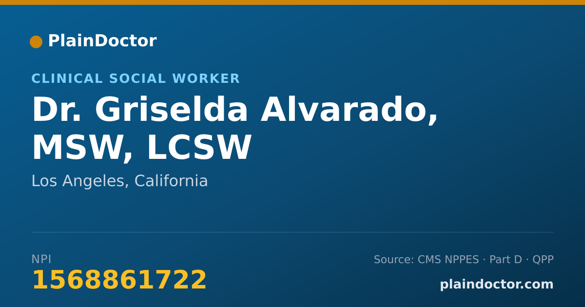 Shareable card for Griselda Alvarado, MSW, LCSW - Clinical Social Worker, Los Angeles, CA