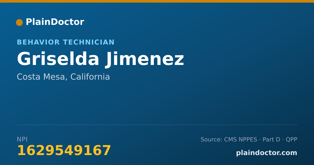 Shareable card for Griselda Jimenez - Behavior Technician, Costa Mesa, CA