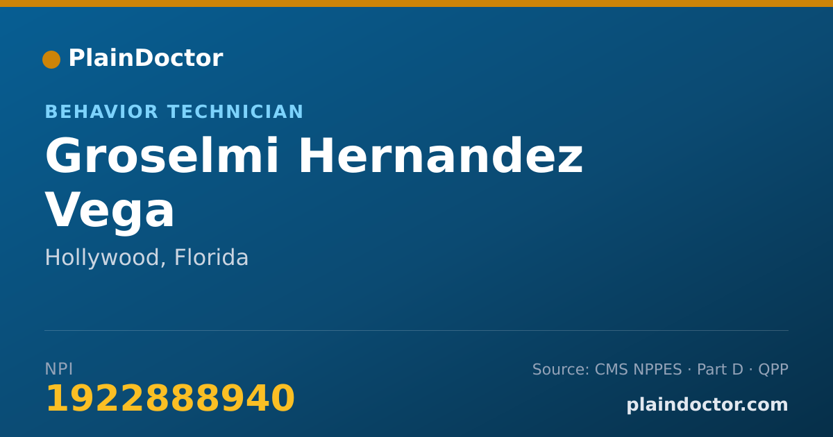 Shareable card for Groselmi Hernandez Vega - Behavior Technician, Hollywood, FL