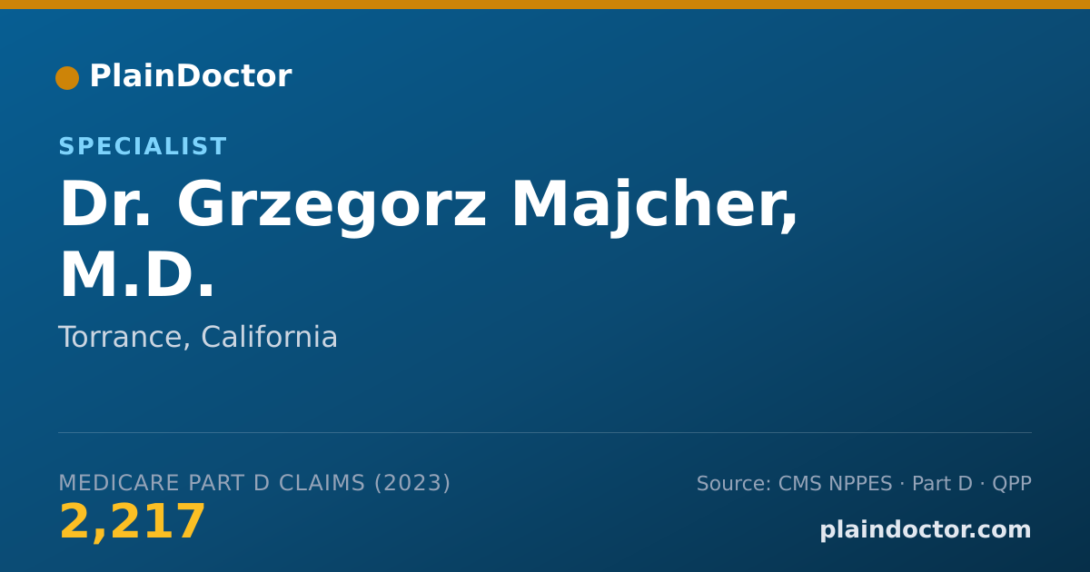 Shareable card for Grzegorz Majcher, M.D. - Specialist, Torrance, CA